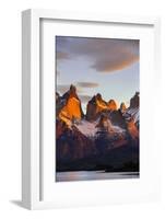 Chile, Torres Del Paine, Magallanes Province. Sunrise over the Peaks of Cuernos Del Paine.-Nigel Pavitt-Framed Photographic Print