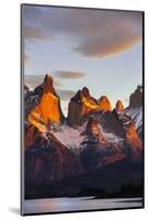 Chile, Torres Del Paine, Magallanes Province. Sunrise over the Peaks of Cuernos Del Paine.-Nigel Pavitt-Mounted Photographic Print