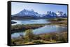 Chile, Torres Del Paine, Magallanes Province, Torres Del Paine National Park and Paine Massif-Nigel Pavitt-Framed Stretched Canvas
