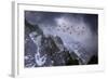 Chilean Flamingos (Phoenicopterus Chilensis) in Flight over Mountain Peaks, Chile-Ben Hall-Framed Photographic Print