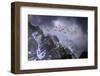 Chilean Flamingos (Phoenicopterus Chilensis) in Flight over Mountain Peaks, Chile-Ben Hall-Framed Photographic Print