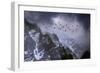 Chilean Flamingos (Phoenicopterus Chilensis) in Flight over Mountain Peaks, Chile-Ben Hall-Framed Photographic Print