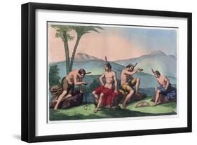 Chilean Native Indians Playing Queciu and Porotos-Stefano Bianchetti-Framed Giclee Print