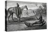 Chilean Native on Balsa Boat, Engraving from Voyage Undertaken by Pierre Adolphe Lesson-null-Stretched Canvas