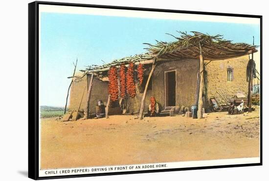 Chili Ristras Drying by Adobe House-null-Framed Stretched Canvas