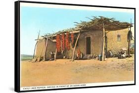 Chili Ristras Drying by Adobe House-null-Framed Stretched Canvas