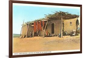 Chili Ristras Drying by Adobe House-null-Framed Art Print