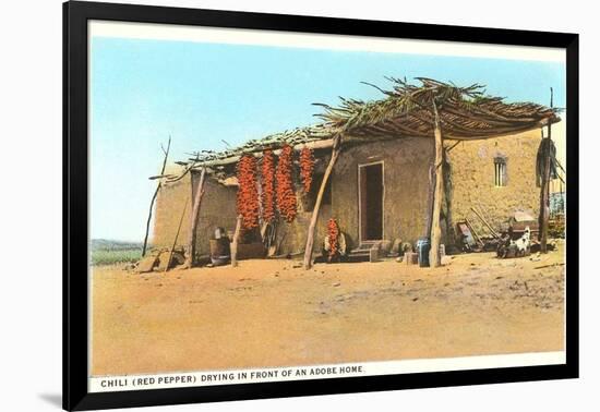 Chili Ristras Drying by Adobe House-null-Framed Art Print