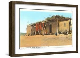 Chili Ristras Drying by Adobe House-null-Framed Art Print