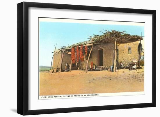 Chili Ristras Drying by Adobe House-null-Framed Art Print