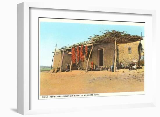 Chili Ristras Drying by Adobe House-null-Framed Art Print