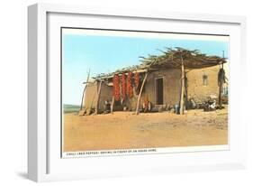 Chili Ristras Drying by Adobe House-null-Framed Art Print