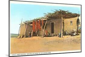 Chili Ristras Drying by Adobe House-null-Mounted Art Print