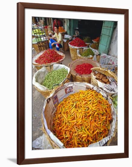 Chilies and Other Vegetables, Chinatown Market, Bangkok, Thailand, Asia-Robert Francis-Framed Photographic Print