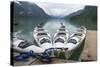 Chilkoot Lake, Southeast Alaska. Kayaks at the Dock-Michael Qualls-Stretched Canvas