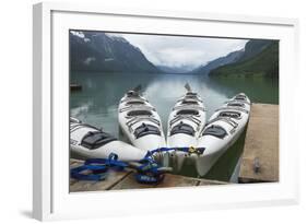 Chilkoot Lake, Southeast Alaska. Kayaks at the Dock-Michael Qualls-Framed Photographic Print