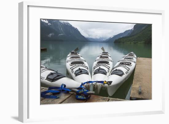 Chilkoot Lake, Southeast Alaska. Kayaks at the Dock-Michael Qualls-Framed Photographic Print