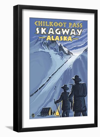 Chilkoot Pass, Alaska Gold Miners-Lantern Press-Framed Art Print