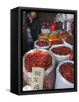 Chilli Peppers and Spices on Sale in Wuhan, Hubei Province, China-Andrew Mcconnell-Framed Stretched Canvas