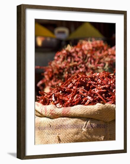 Chillies on Market Stall, Udaipur, Rajasthan, India, Asia-Ben Pipe-Framed Photographic Print