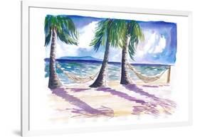 Chilling in the Caribbean with Hammocks at the Beach-M. Bleichner-Framed Art Print