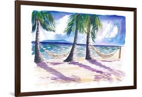 Chilling in the Caribbean with Hammocks at the Beach-M. Bleichner-Framed Art Print