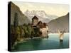 Chillon Castle, and Dent Du Midi, Geneva Lake, Switzerland, C.1890-C.1900-null-Stretched Canvas