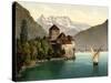 Chillon Castle, and Dent Du Midi, Geneva Lake, Switzerland, C.1890-C.1900-null-Stretched Canvas