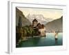 Chillon Castle, and Dent Du Midi, Geneva Lake, Switzerland, C.1890-C.1900-null-Framed Giclee Print