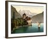 Chillon Castle, and Dent Du Midi, Geneva Lake, Switzerland, C.1890-C.1900-null-Framed Giclee Print