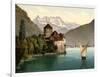 Chillon Castle, and Dent Du Midi, Geneva Lake, Switzerland, C.1890-C.1900-null-Framed Giclee Print