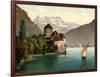 Chillon Castle, and Dent Du Midi, Geneva Lake, Switzerland, C.1890-C.1900-null-Framed Giclee Print