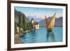 Chillon Castle, Lake Geneva, Switzerland-null-Framed Art Print