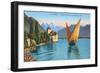 Chillon Castle, Lake Geneva, Switzerland-null-Framed Art Print