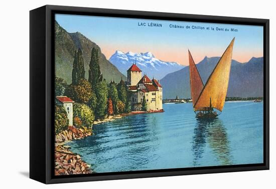 Chillon Castle, Lake Geneva, Switzerland-null-Framed Stretched Canvas