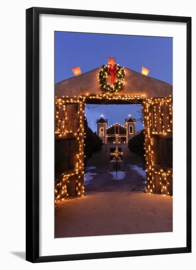 Chimayo, New Mexico, Usa. Santurario De Chimayo Lit Up for Christmas-Julien McRoberts-Framed Photographic Print