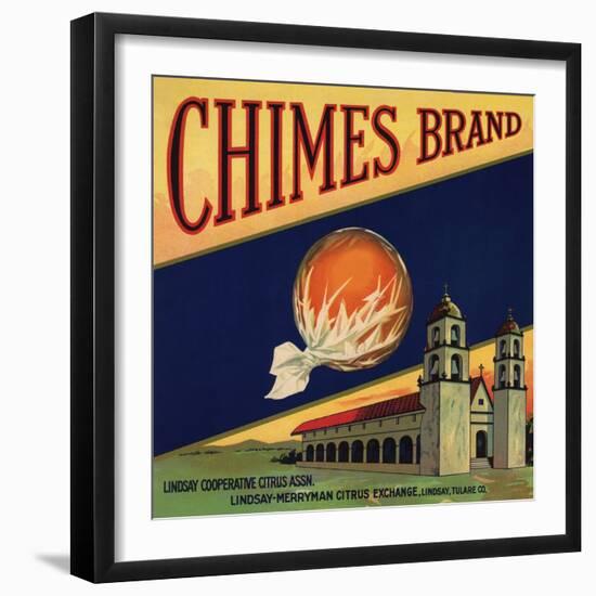 Chimes Brand - Tulare, California - Citrus Crate Label-Lantern Press-Framed Art Print