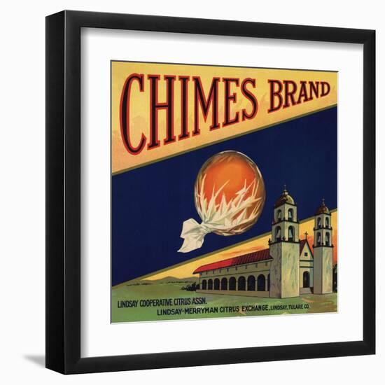 Chimes Brand - Tulare, California - Citrus Crate Label-Lantern Press-Framed Art Print