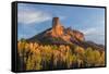 Chimney Rock and Courthouse Mountain , the Uncompahgre National Forest, Colorado-Chuck Haney-Framed Stretched Canvas