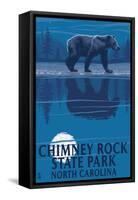 Chimney Rock State Park, NC - Bear at Night-Lantern Press-Framed Stretched Canvas