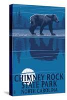 Chimney Rock State Park, NC - Bear at Night-Lantern Press-Stretched Canvas