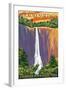 Chimney Rock State Park, NC - Hickory Nut Falls-Lantern Press-Framed Art Print