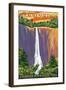 Chimney Rock State Park, NC - Hickory Nut Falls-Lantern Press-Framed Art Print