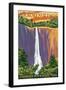 Chimney Rock State Park, NC - Hickory Nut Falls-Lantern Press-Framed Art Print