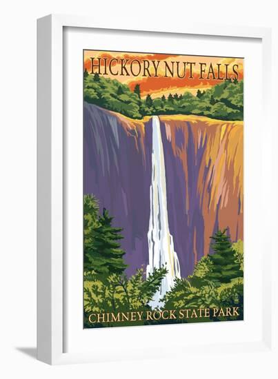 Chimney Rock State Park, NC - Hickory Nut Falls-Lantern Press-Framed Art Print