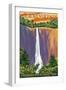 Chimney Rock State Park, NC - Hickory Nut Falls-Lantern Press-Framed Art Print