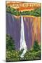 Chimney Rock State Park, NC - Hickory Nut Falls-Lantern Press-Mounted Art Print