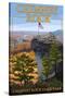 Chimney Rock State Park, NC - View from Top-Lantern Press-Stretched Canvas