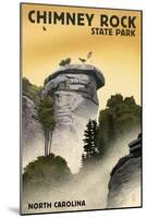 Chimney Rock State Park, North Carolina - Chimney Rock - Lithograph Style-Lantern Press-Mounted Art Print