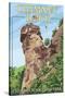 Chimney Rock State Park, North Carolina-Lantern Press-Stretched Canvas